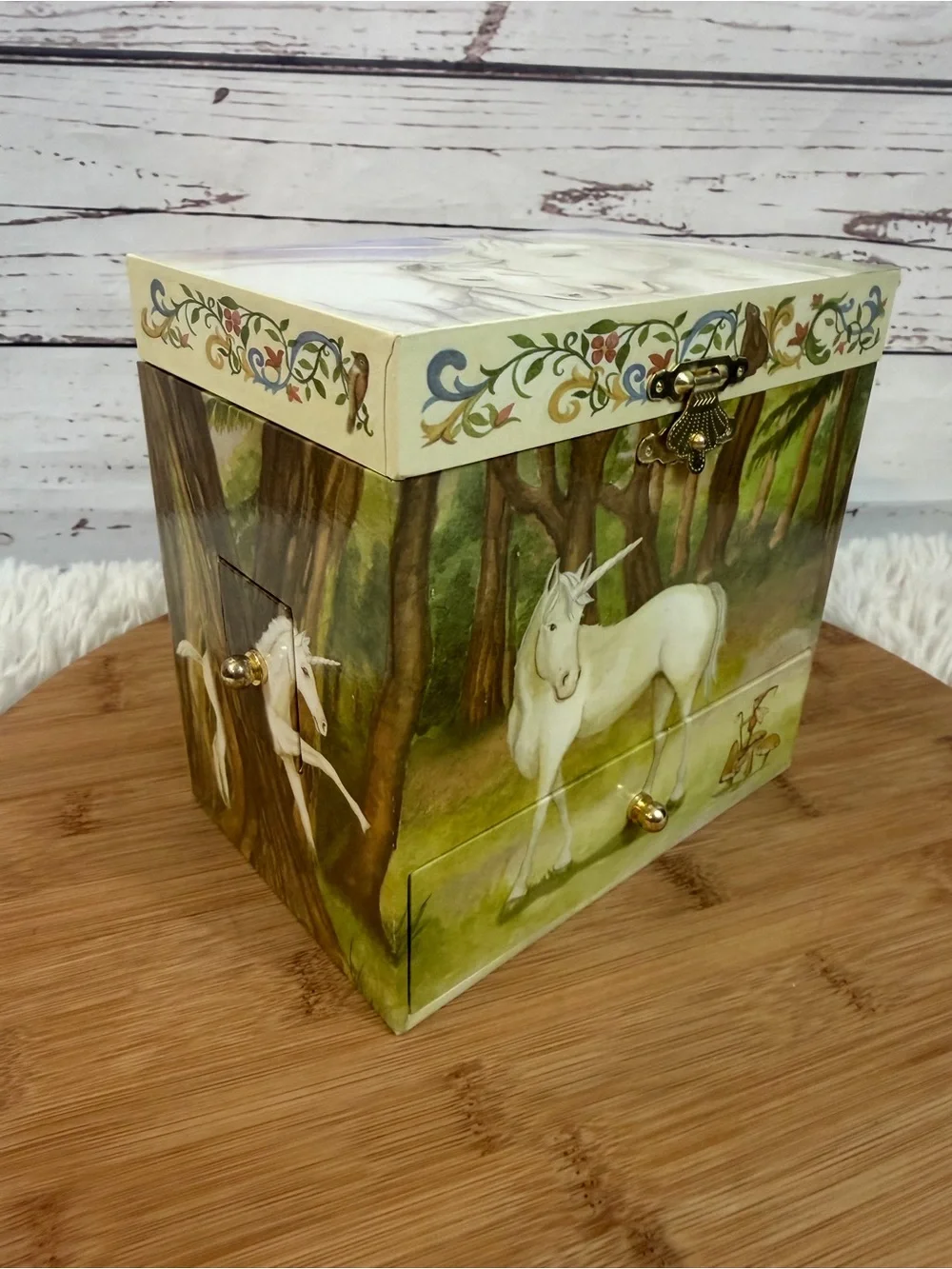 Enchantmints Unicorn Forest Musical Jewelry Box B1202 Vintage Style